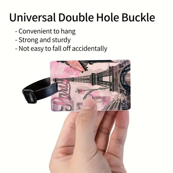 2Pcs Paris Eiffel Tower Luggage Tags Travel ID Suitcase Bag Labels PVC Durable - Picture 6 of 7